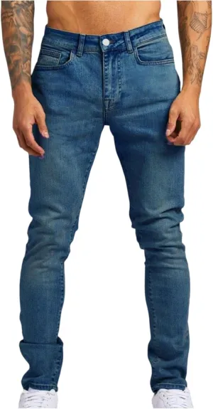 2025 Men's Casual Pants Stretchy Pleated Jeans Slim Fit Denim Pants