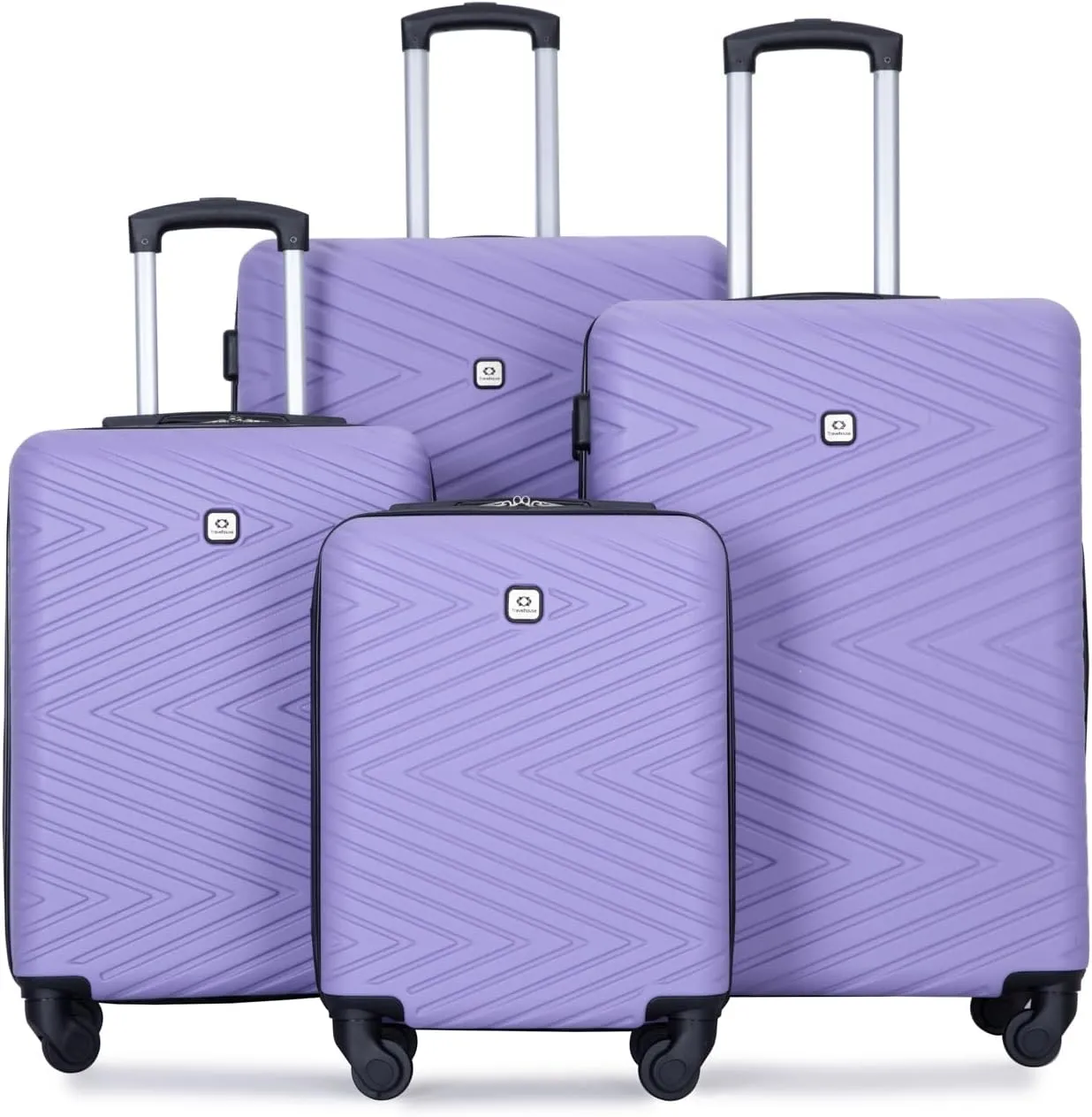 4-Piece ABS Lightweight Luggage Set, 24/28 Inch Spinner Suitcases with TSA Lock, (16/20/24/28) inch Light Purple