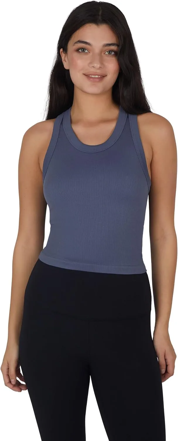 90 Degree By Reflex Womens Seamless Tank Ribbed Fitted Racerback Top 3 Pack