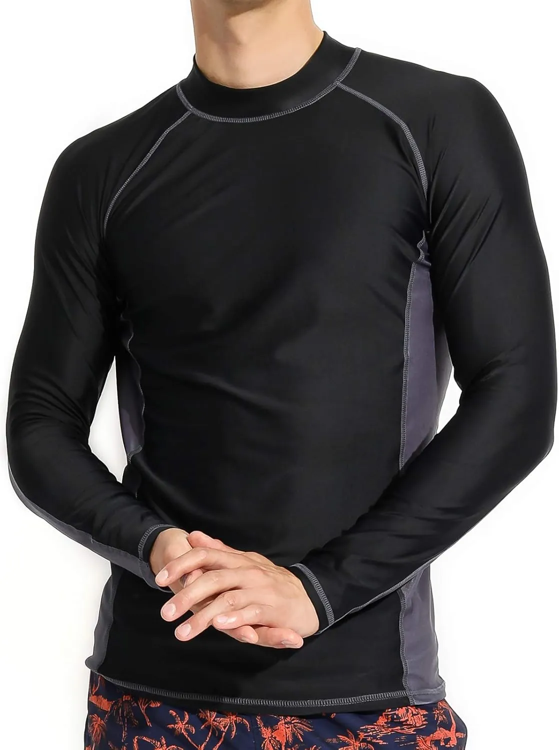 Actleis Men's Long Sleeve Rash Guard, UPF50  UV Sun Protection Swimming Shirts Quick Dry Surf Tee