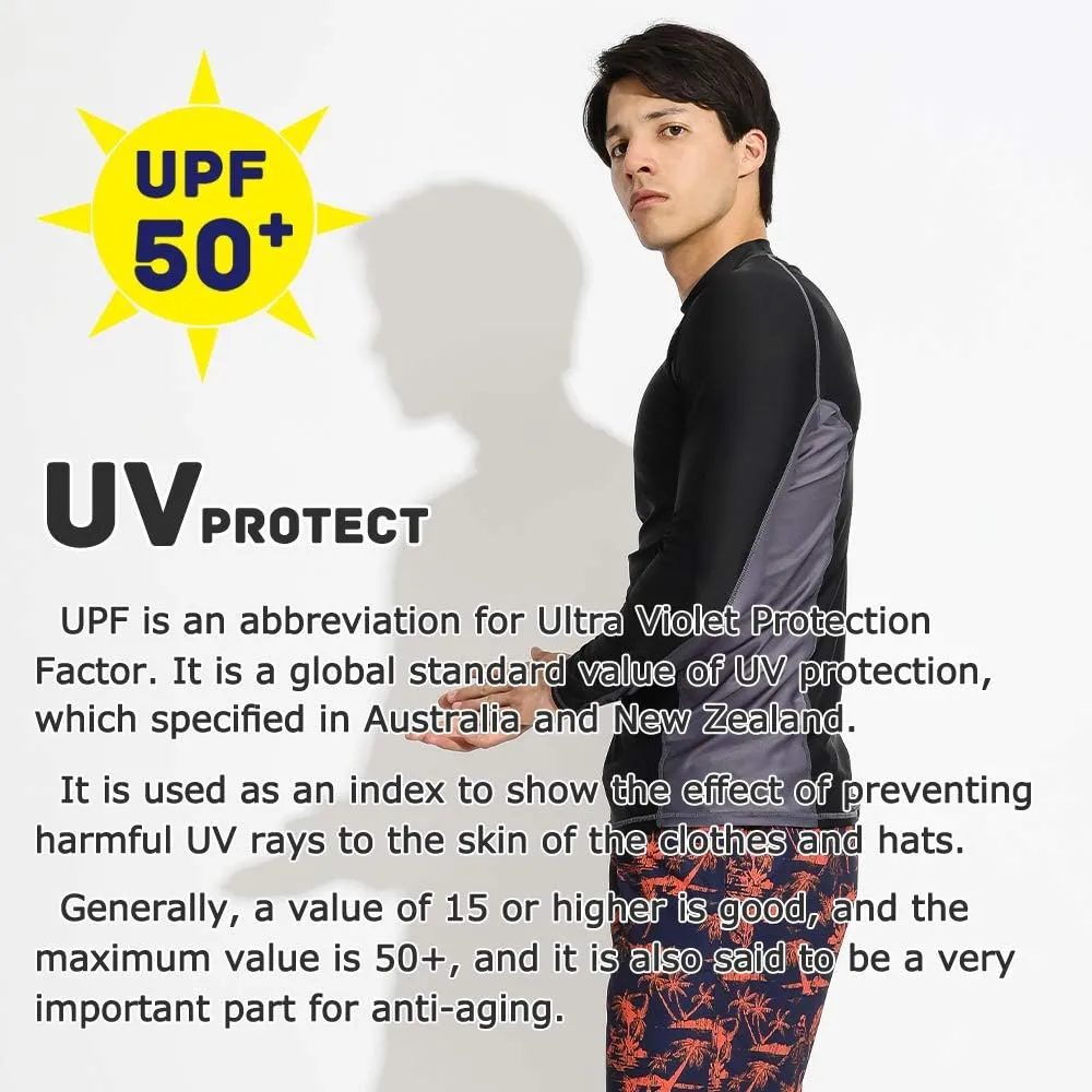 Actleis Men's Long Sleeve Rash Guard, UPF50  UV Sun Protection Swimming Shirts Quick Dry Surf Tee