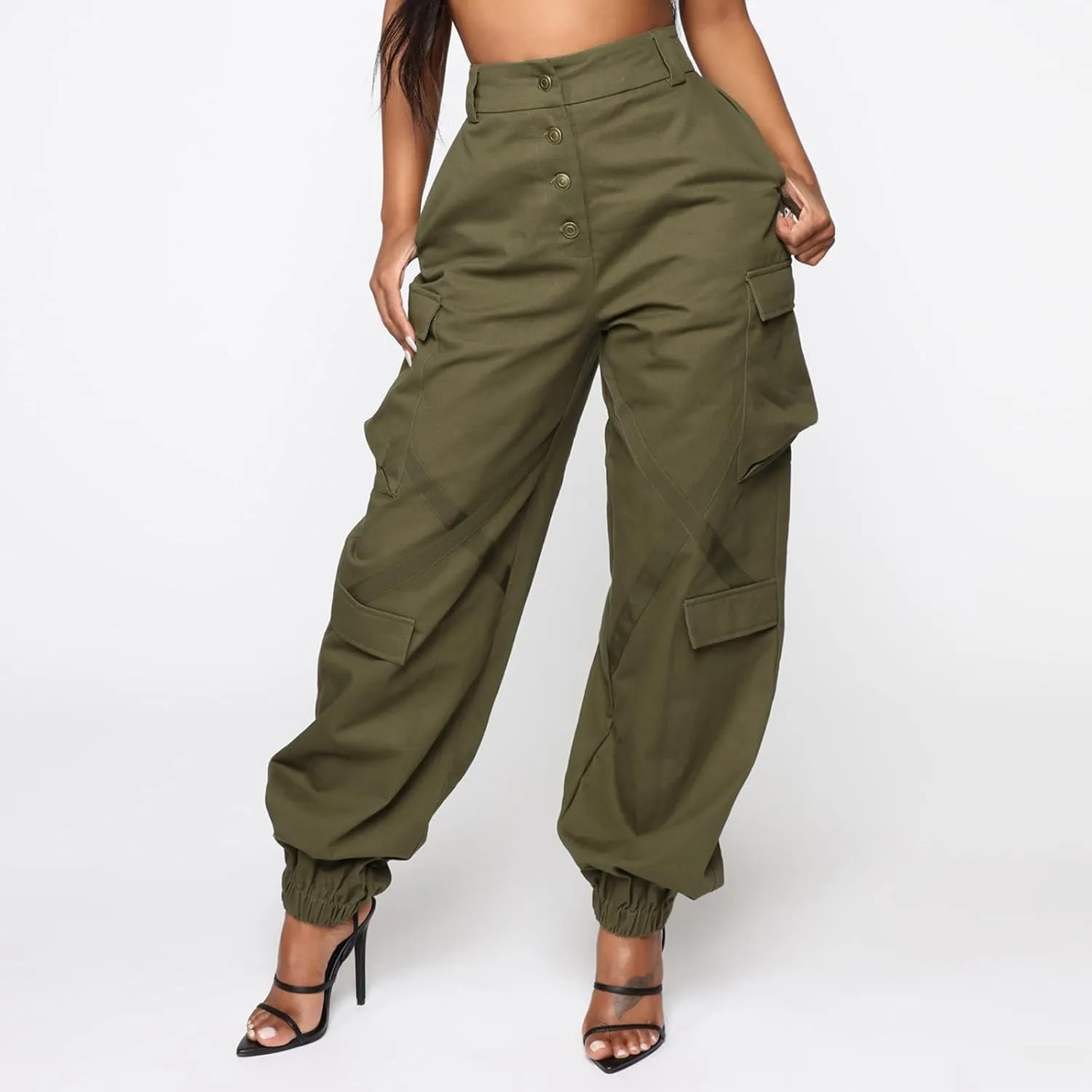 Anjikang Hippie Cargo Pants for Women 90s Vintage Street Style Balloon Pants Trendy Y2K Teen Girls Going Out Long Trouser