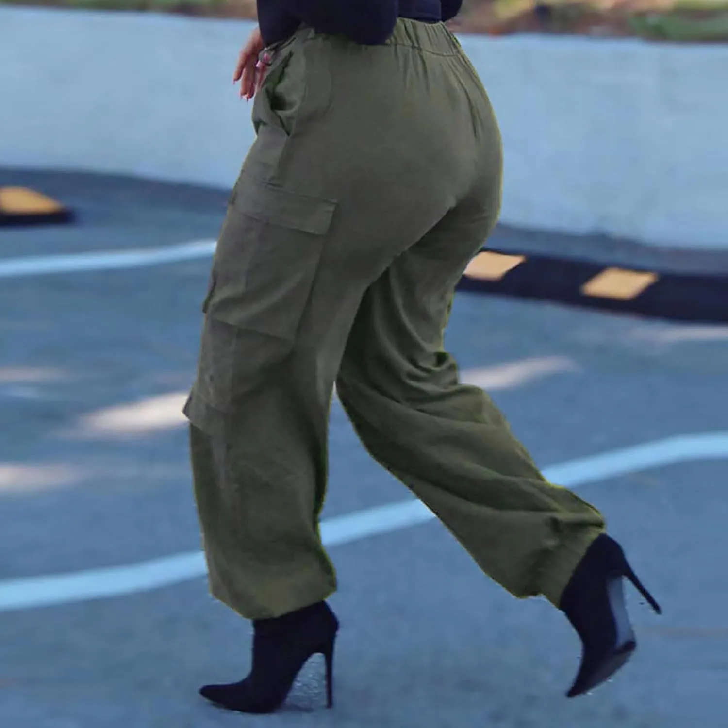 Anjikang Hippie Cargo Pants for Women 90s Vintage Street Style Balloon Pants Trendy Y2K Teen Girls Going Out Long Trouser