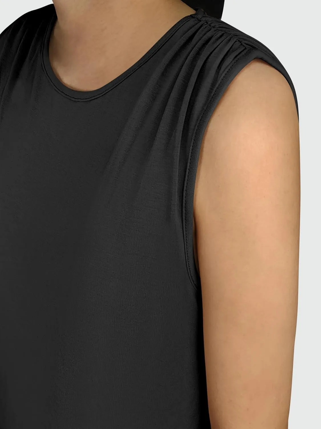 ANRABESS Womens Tank Top Crew Neck Ruched Sleeveless Basic Tanks Casual Summer Tops