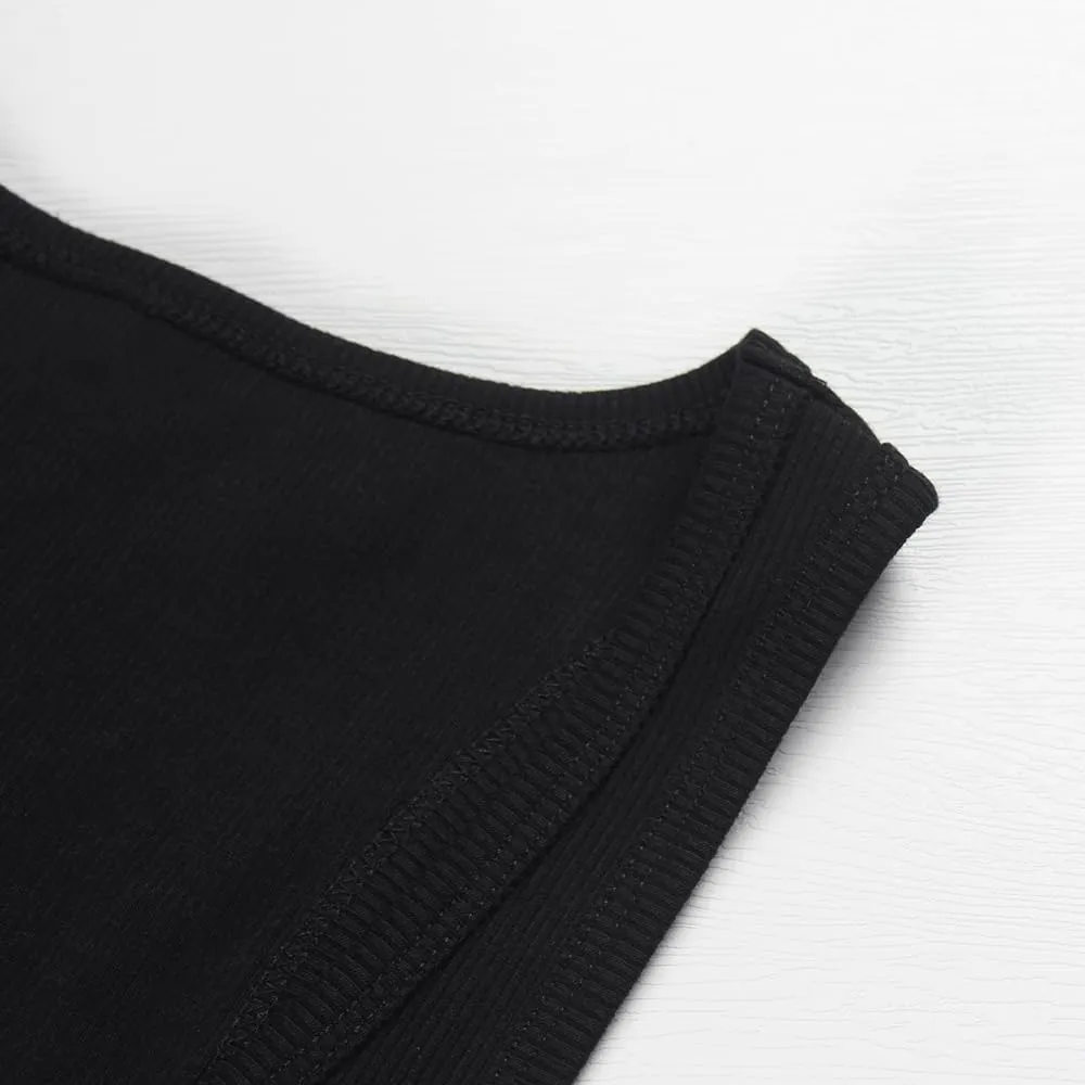 Artfish Women's Sleeveless Shirt Ribbed Fitted Scoop Neck Basic Crop Tank Top Cropped