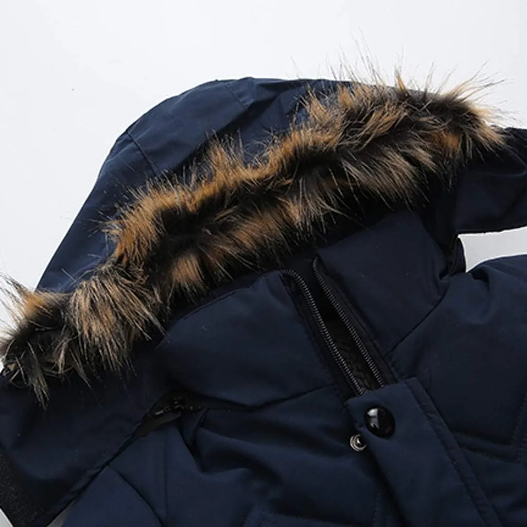 Baby Toddler Boys Winter Clothes Cotton-Padded Jacket Snowsuit Hooded Coat Outerwear for 1-3 Years Old