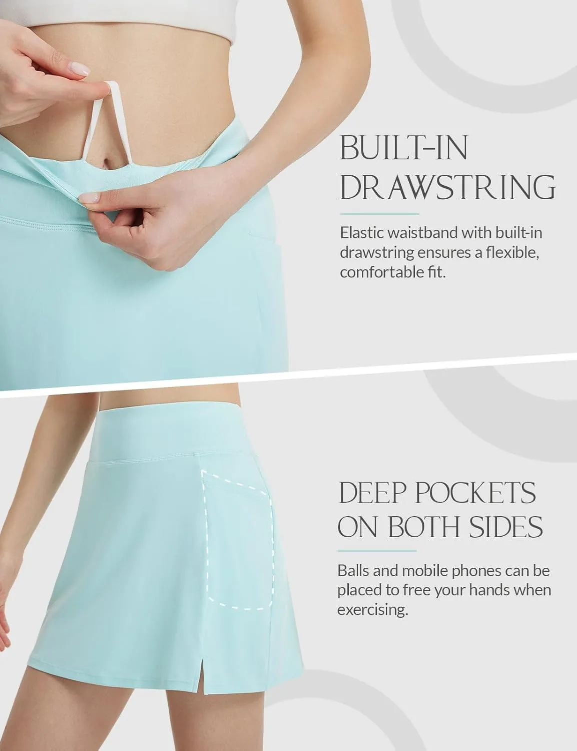 baleaf Women's 16" Golf Skorts Skirts 5 Pockets High Waisted Stretchy Tennis Skirt Athletic Workout Running