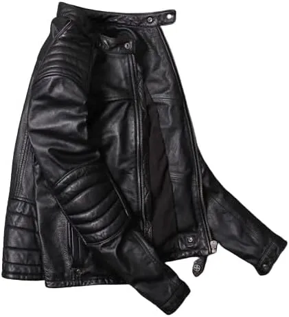 Black Lambskin Leather Jacket - Cafe Racer Distressed Brown Leather Jacket, Casual Motorcycle Leather Jacket