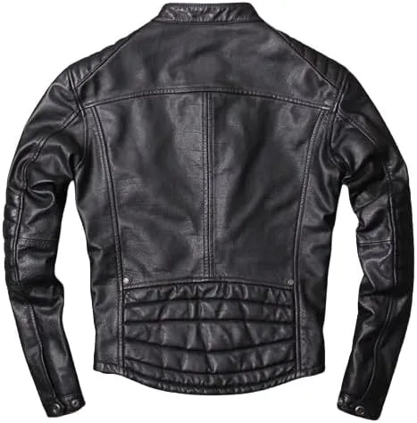 Black Lambskin Leather Jacket - Cafe Racer Distressed Brown Leather Jacket, Casual Motorcycle Leather Jacket