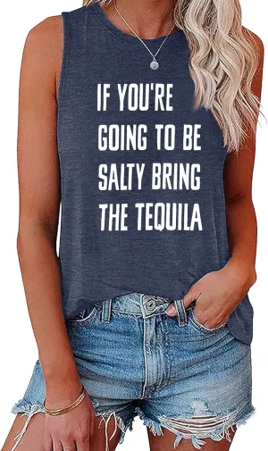 BLACKMYTH Women Funny IF You're Going Tank Top Sleeveless Graphic Workout Tunic