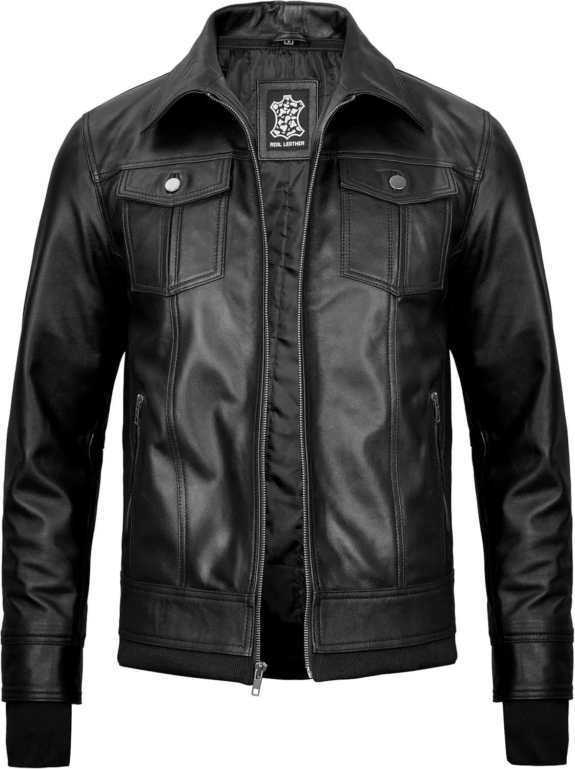 Blingsoul Mens Leather Jacket Removable Hooded Black Leather Jackets For Men