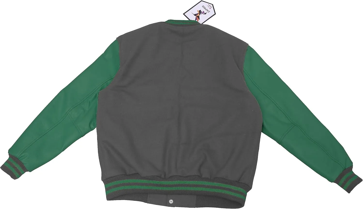 Bomber Jacket Men Motorcycle Biker Racer Baseball Letterman Varsity Jacket Wool Cowhide Leather Dark Green Sleeve