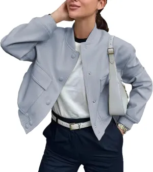 Bomber jacket Women Autumn Winter Cropped Jacket Black Brown Khaki Varsity Jacket Coat