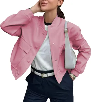 Bomber jacket Women Autumn Winter Cropped Jacket Black Brown Khaki Varsity Jacket Coat