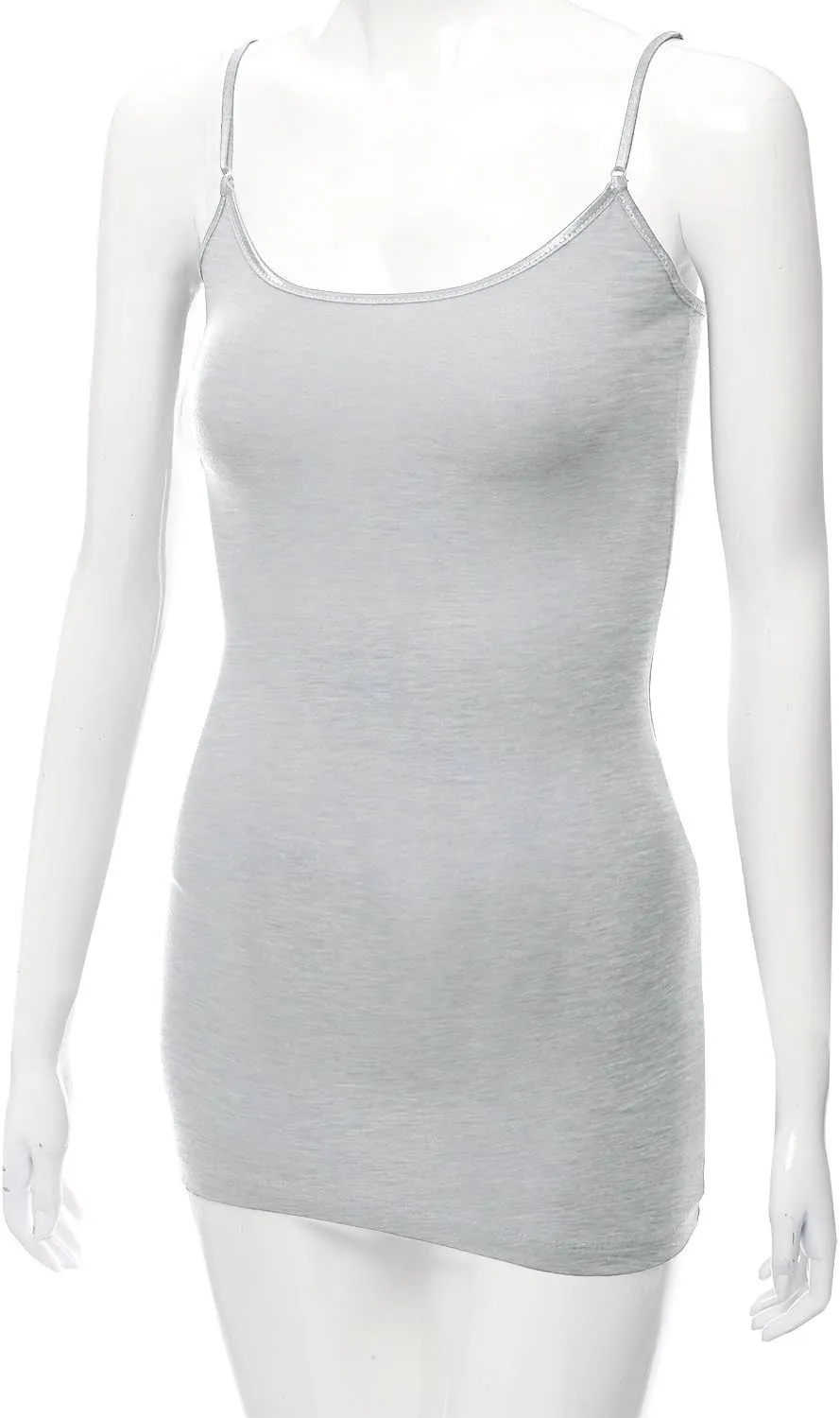 Bozzolo Women's Ladies Adjustable Spaghetti Strap Basic Long Cami Tunic Tank Top
