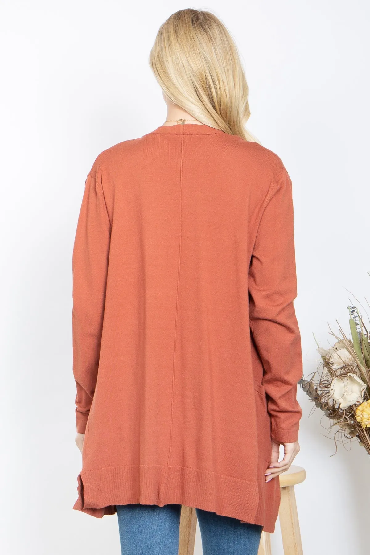 BRICK FRONT POCKET OPEN CARDIGAN