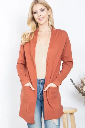 BRICK FRONT POCKET OPEN CARDIGAN