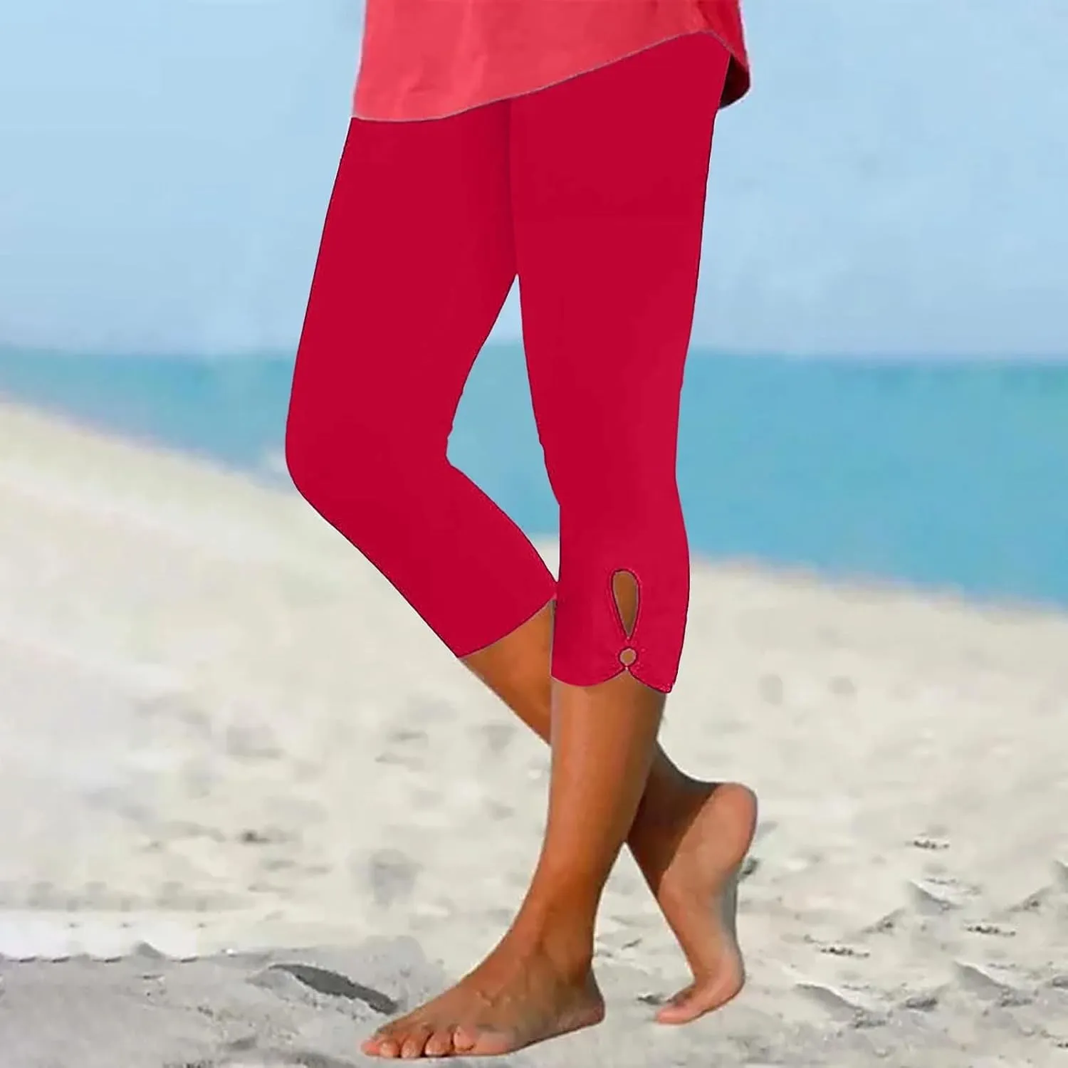Capri Leggings for Women Tummy Control High Waist Yoga Pants Soft Leggings Summer Dressy Workout Pants