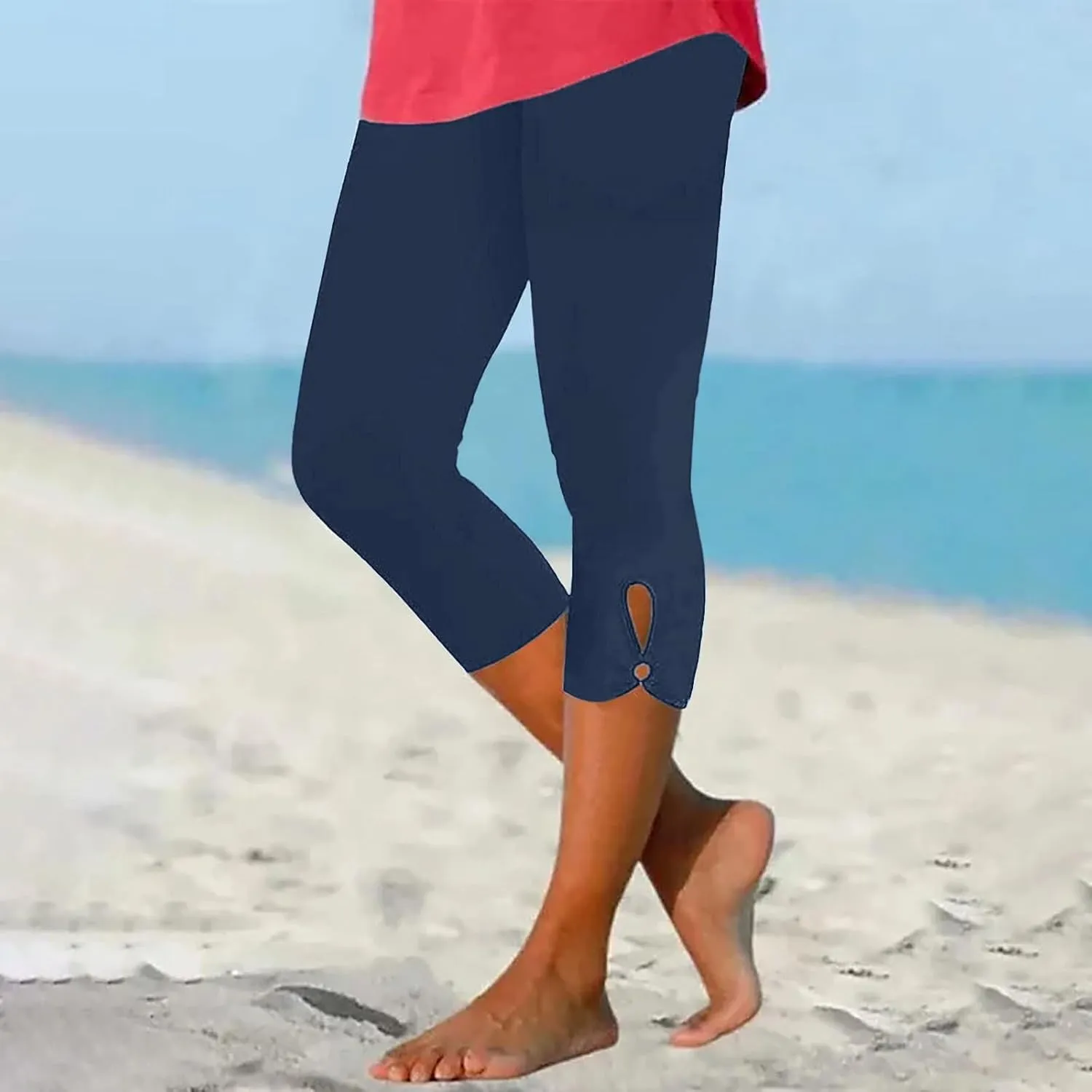 Capri Leggings for Women Tummy Control High Waist Yoga Pants Soft Leggings Summer Dressy Workout Pants