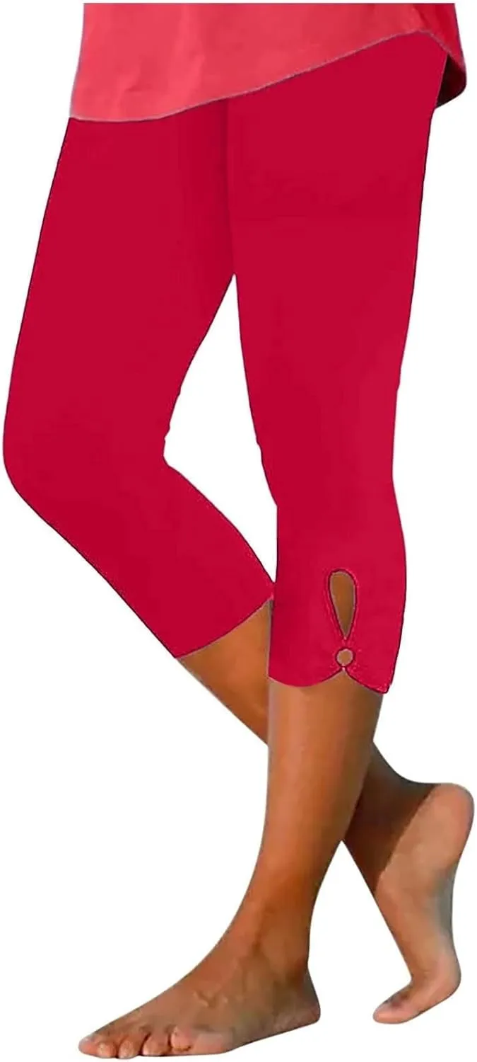 Capri Leggings for Women Tummy Control High Waist Yoga Pants Soft Leggings Summer Dressy Workout Pants
