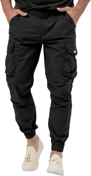 Cargo Pants for Men High Street Leisure Loose Sports Running Solid Color Lace Up Cargo Pants Sweater Men's Jogger