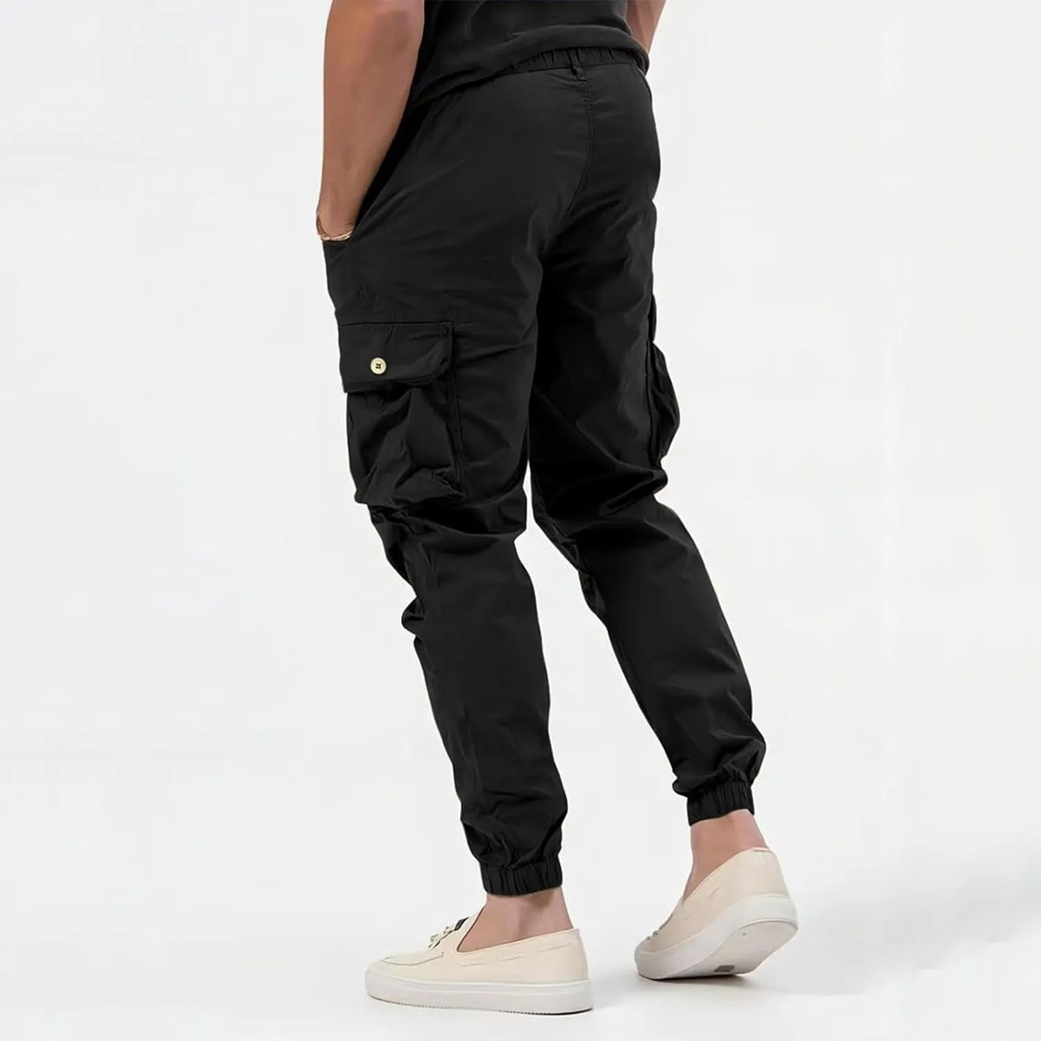 Cargo Pants for Men High Street Leisure Loose Sports Running Solid Color Lace Up Cargo Pants Sweater Men's Jogger