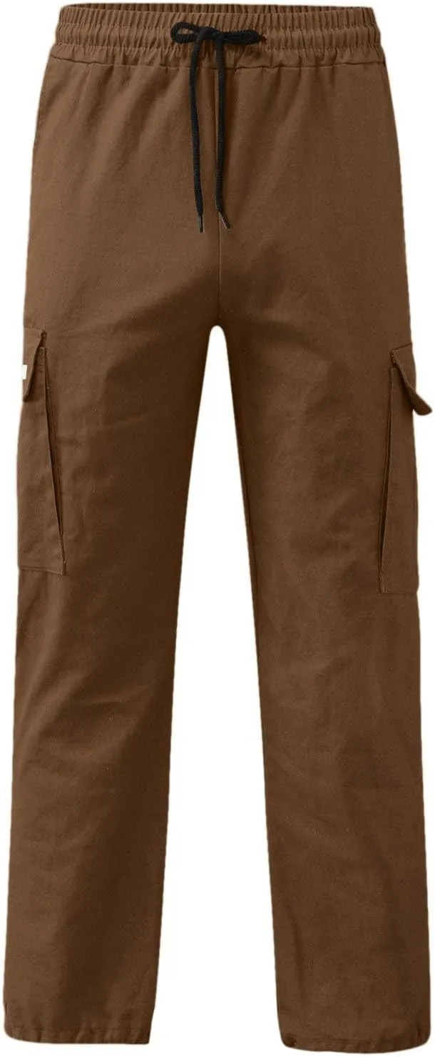 Cargo Pants for Men, Multiple Pockets Solid Pants Outdoor Straight Leg Fitness Long Pant Athletic Tactical Pants