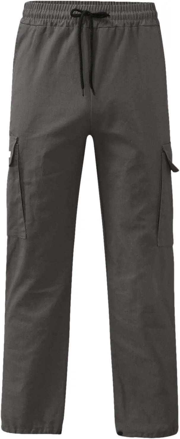 Cargo Pants for Men, Multiple Pockets Solid Pants Outdoor Straight Leg Fitness Long Pant Athletic Tactical Pants