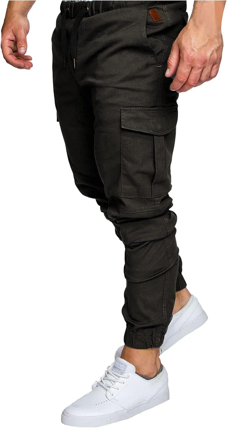 Cargo Pants for Men,Mens Joggers Slim Fit Chino Cargo Pants Outdoor Fashion Casual Athletics Pants Harem Pants