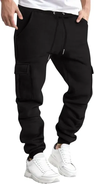 Cargo Sweatpants for Men Loose Fit Mens Athletic Pants with Zipper Pockets Men's Long Exercise Pants Compression Capris Men