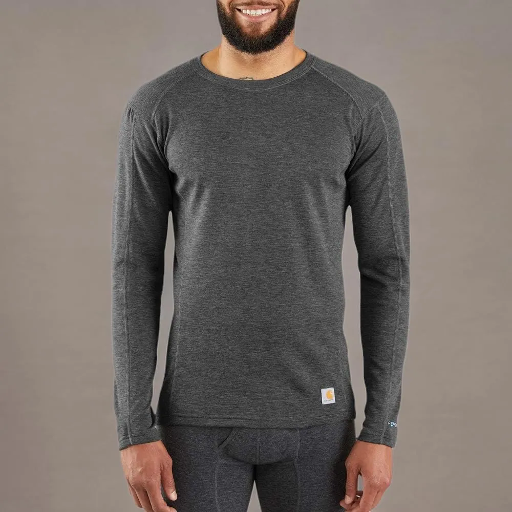 Carhartt Men's Force Midweight Synthetic-Wool Blend Base Layer Crewneck Pocket Top