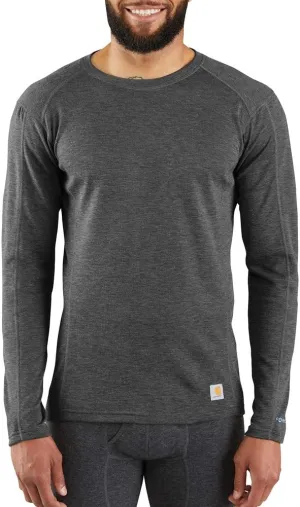 Carhartt Men's Force Midweight Synthetic-Wool Blend Base Layer Crewneck Pocket Top
