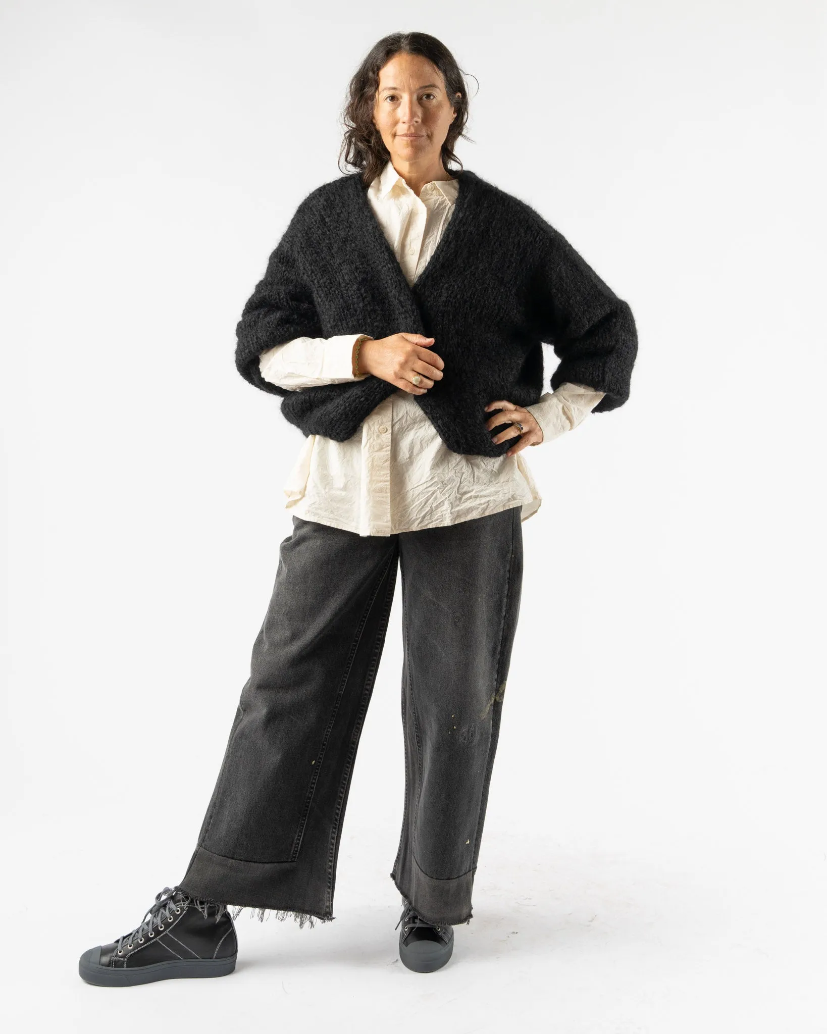 CASEY CASEY Short Mohair Cardigan in Black