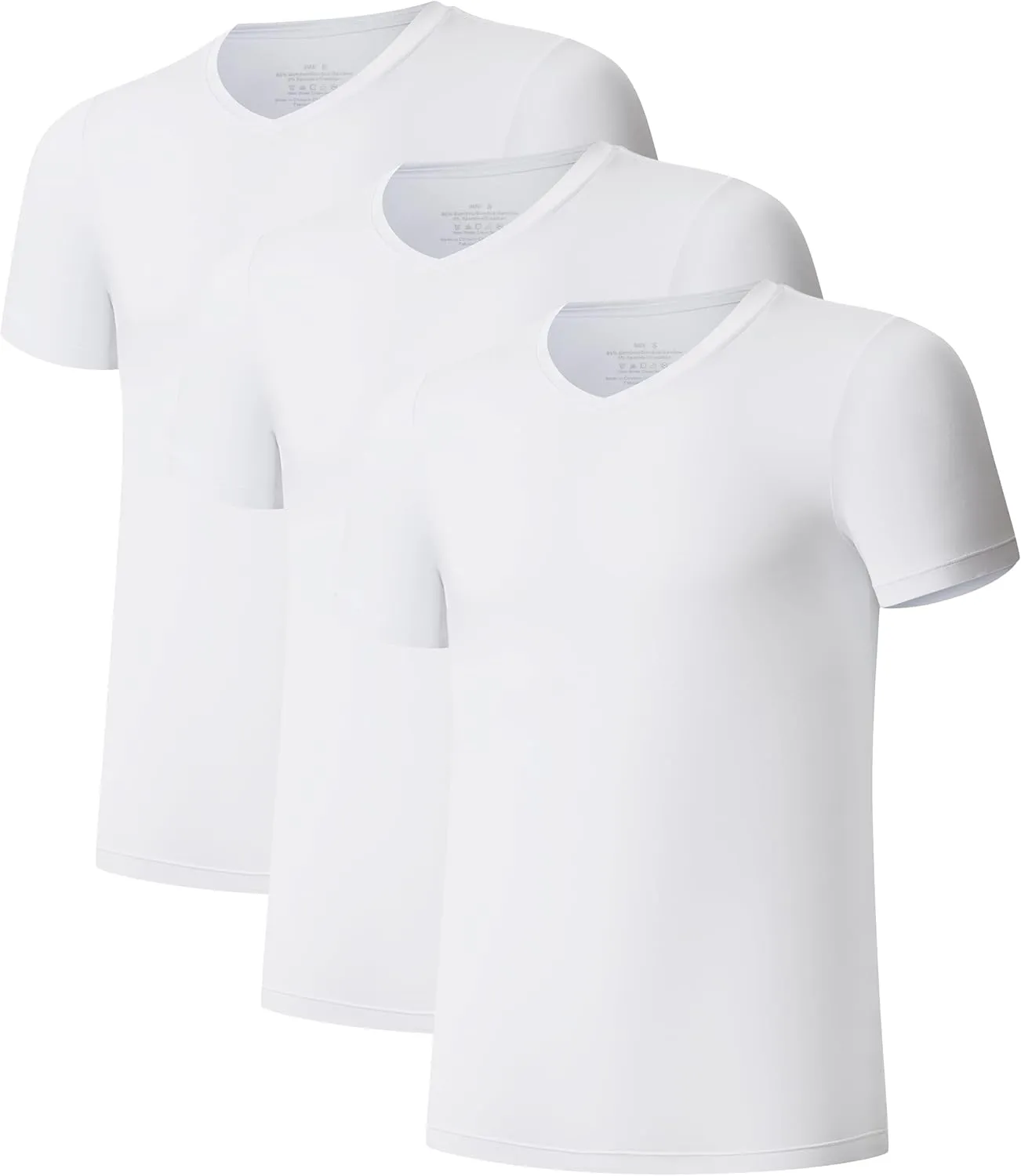 CF Men's Undershirts Bamboo Rayon Shirts for Men Moisture Wicking T-Shirt Classic V Neck Cooling Tee Shirts 3/5 Pack
