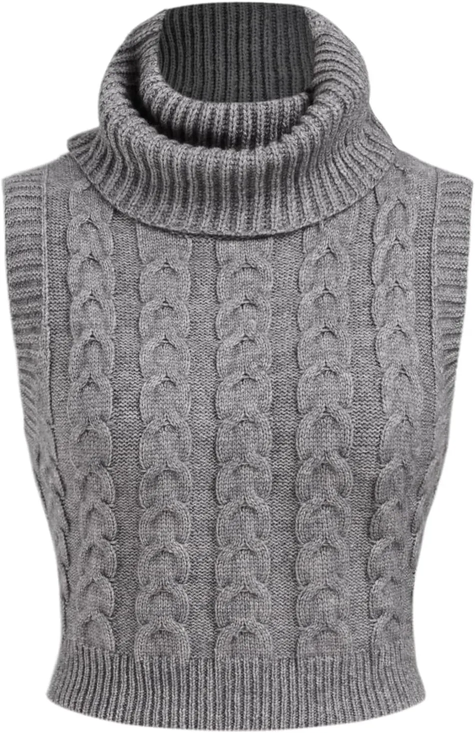 CIDER Womens Sleeveless Sweater Tops Turtle Necks Cable Knit Croped Vest Tank Top