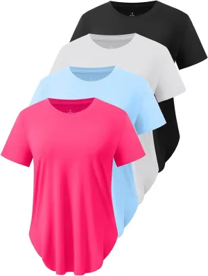 Cosy Pyro 4-Pack Workout Tops for Women UPF 50  Yoga Shirts Short Sleeve Athletic T-Shirts Quick Dry Running Gym Tee