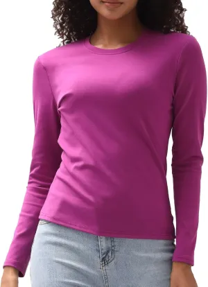 Cotton Long Sleeve Tee Shirts for Women Slim Fit Tshirts Basic Tops Tight Crewneck Layering Undershirts