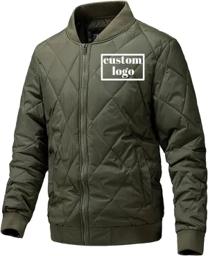 Custom Puffer Jacket Men Lightweight Down Jackets Customize Logo Text Personalized Baseball Coat