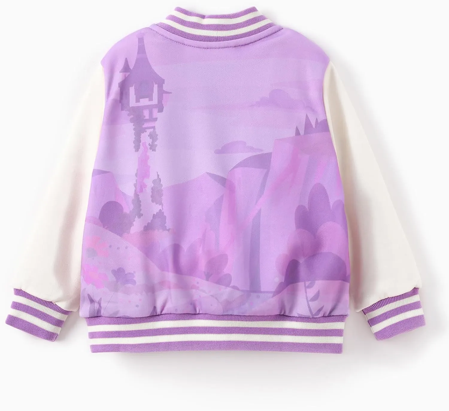 Disney Frozen Elsa Princess Moana Ariel Rapunzel Toddler Girl Varsity Bomber Jacket Lightweight Zip-up Sweatshirt 2-6T