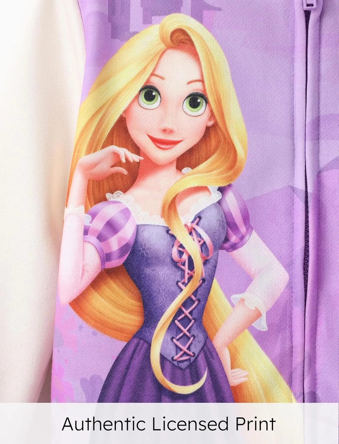 Disney Frozen Elsa Princess Moana Ariel Rapunzel Toddler Girl Varsity Bomber Jacket Lightweight Zip-up Sweatshirt 2-6T