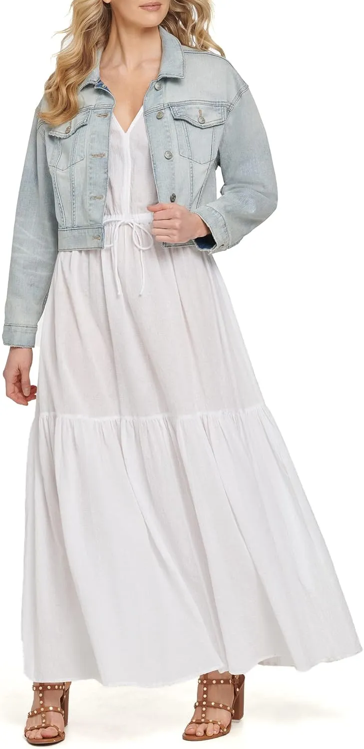 DKNY Women's Cropped Light Demin Jacket