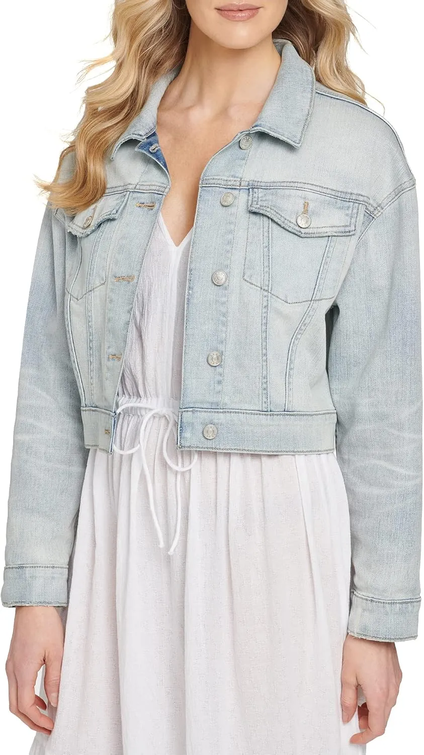 DKNY Women's Cropped Light Demin Jacket