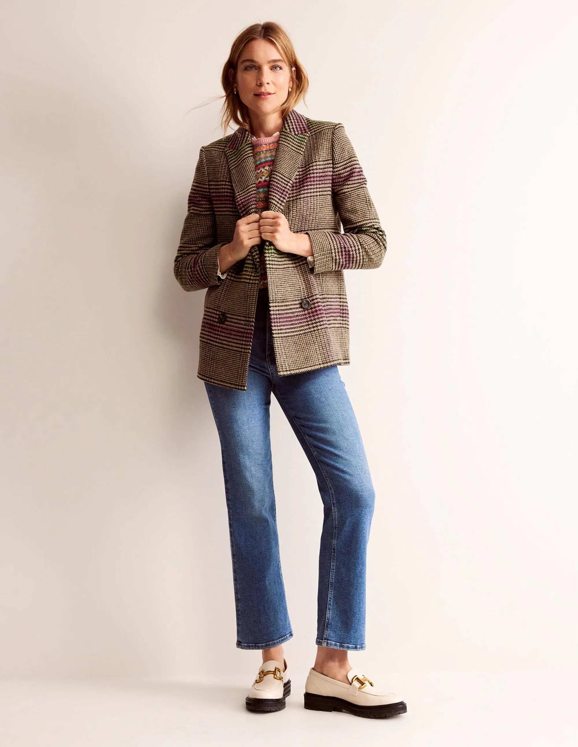 Double-Breasted Checked Coat-Check