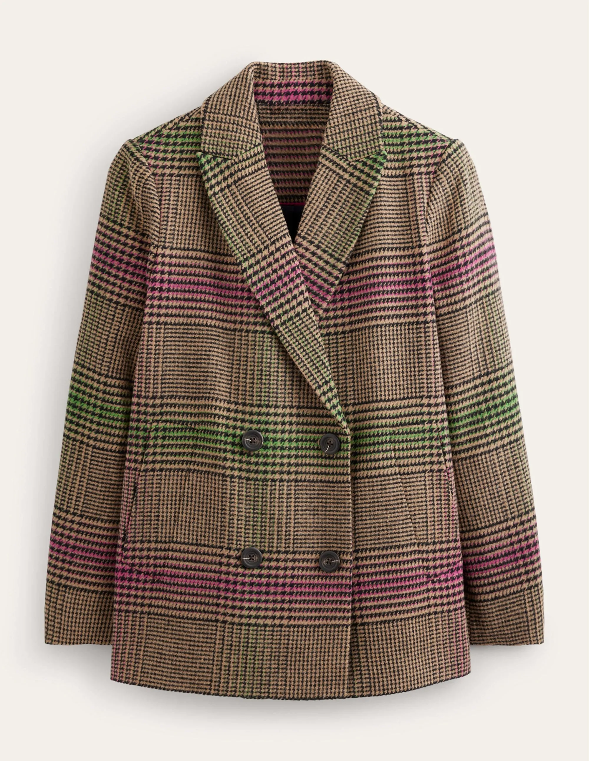 Double-Breasted Checked Coat-Check