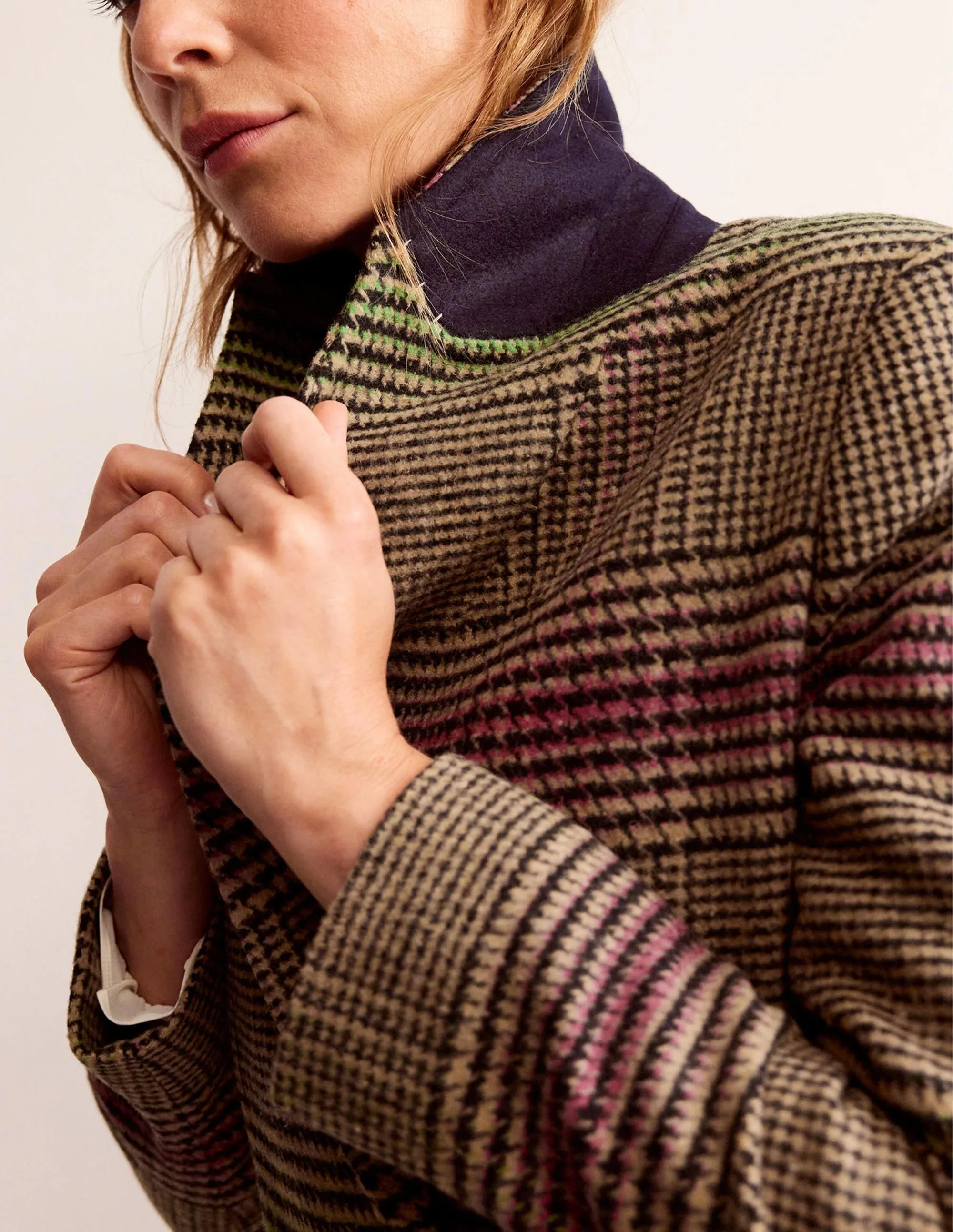 Double-Breasted Checked Coat-Check