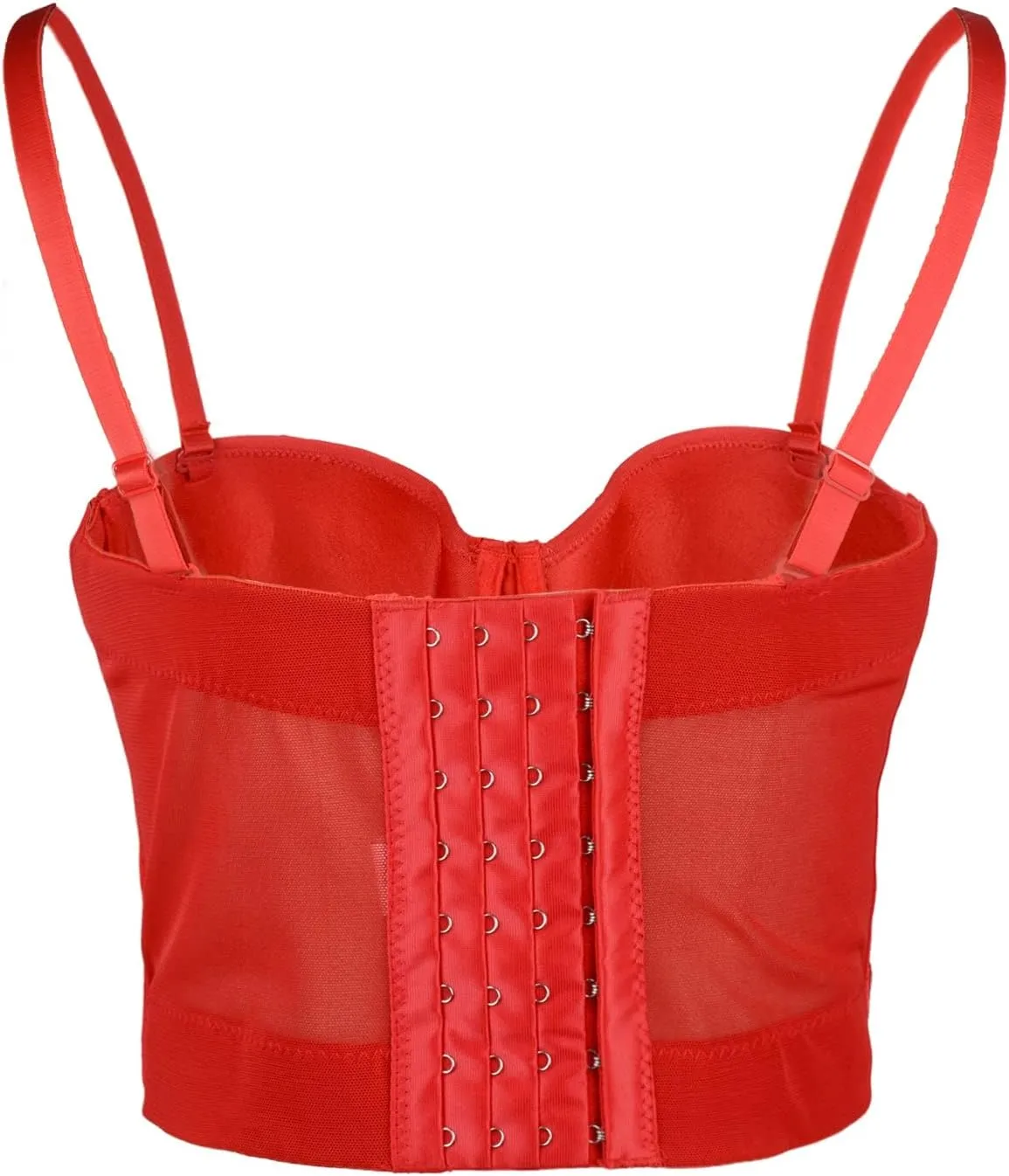 ELLACCI Women's Mesh Bustier Crop Top Push Up Corset Tops Bra Black