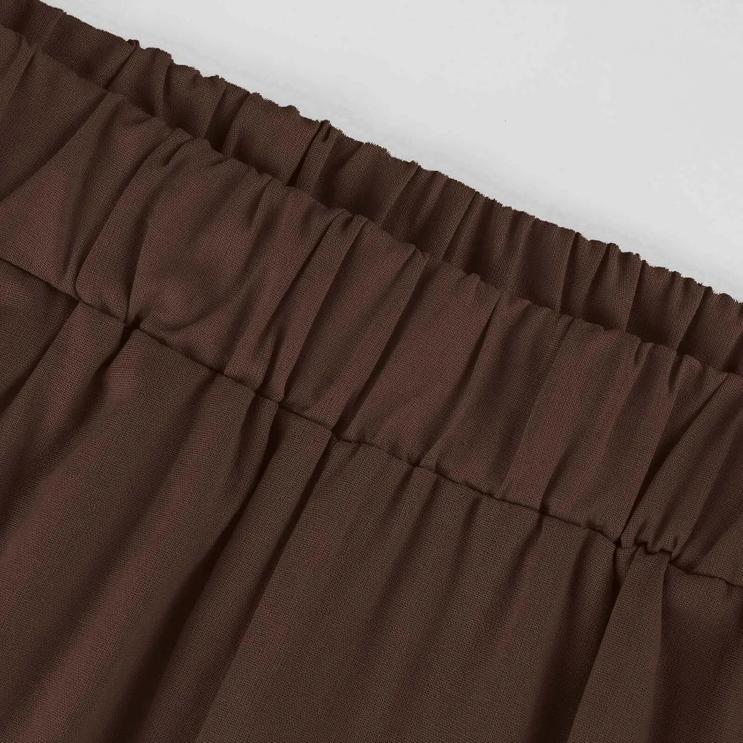 eoeioa High Waisted Linen Pants Women Summer Baggy Stretchy Palazzo Pants Lightweight Casual Pants Boho Beach Pants w/Pockets