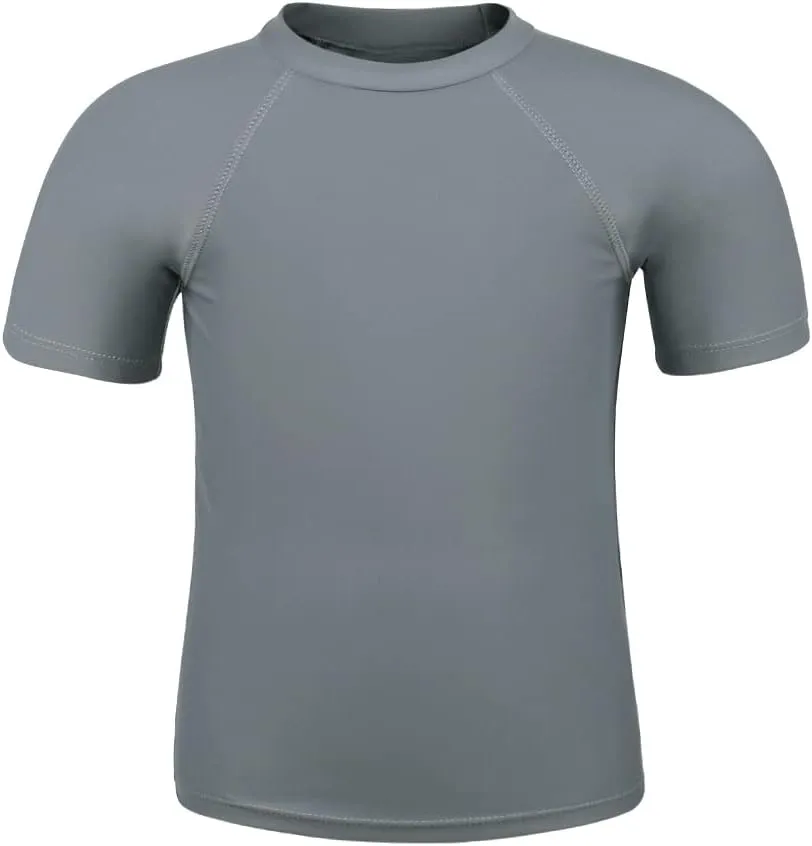ESTAMICO Boys Short Sleeve Rash Guard Shirt Quick Dry Swimwear UPF 50  Protection Athletic Swim Tee