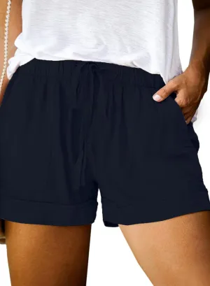 Eytino Womens Plus Size Comfy Drawstring Casual Elastic Waist Pocketed Shorts,1X-5X