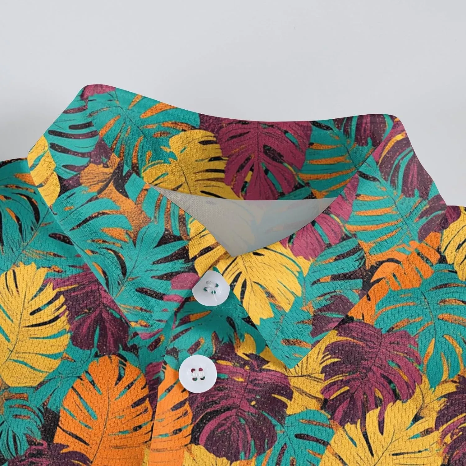 Family Matching Hawaiian Outfits, Dad and Son Beach Vacation Polo Button Down Shirts Mommy Daughter Dress
